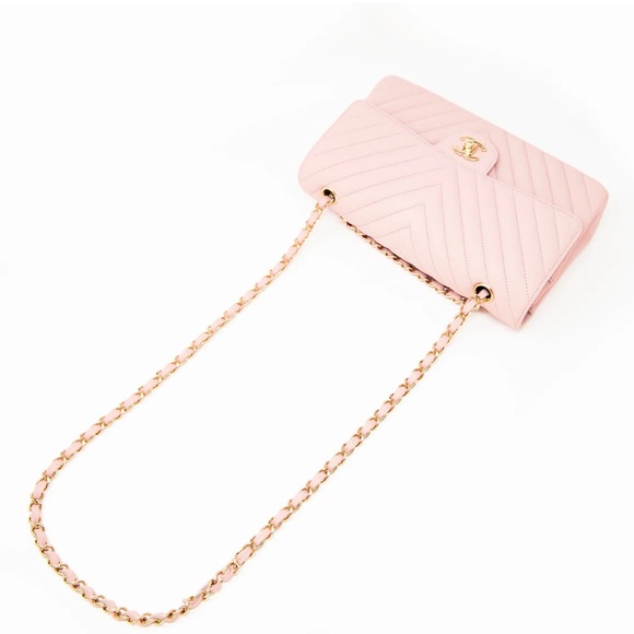 Chanel Pink Chevron Medium Classic Flap - Picture 16 of 16